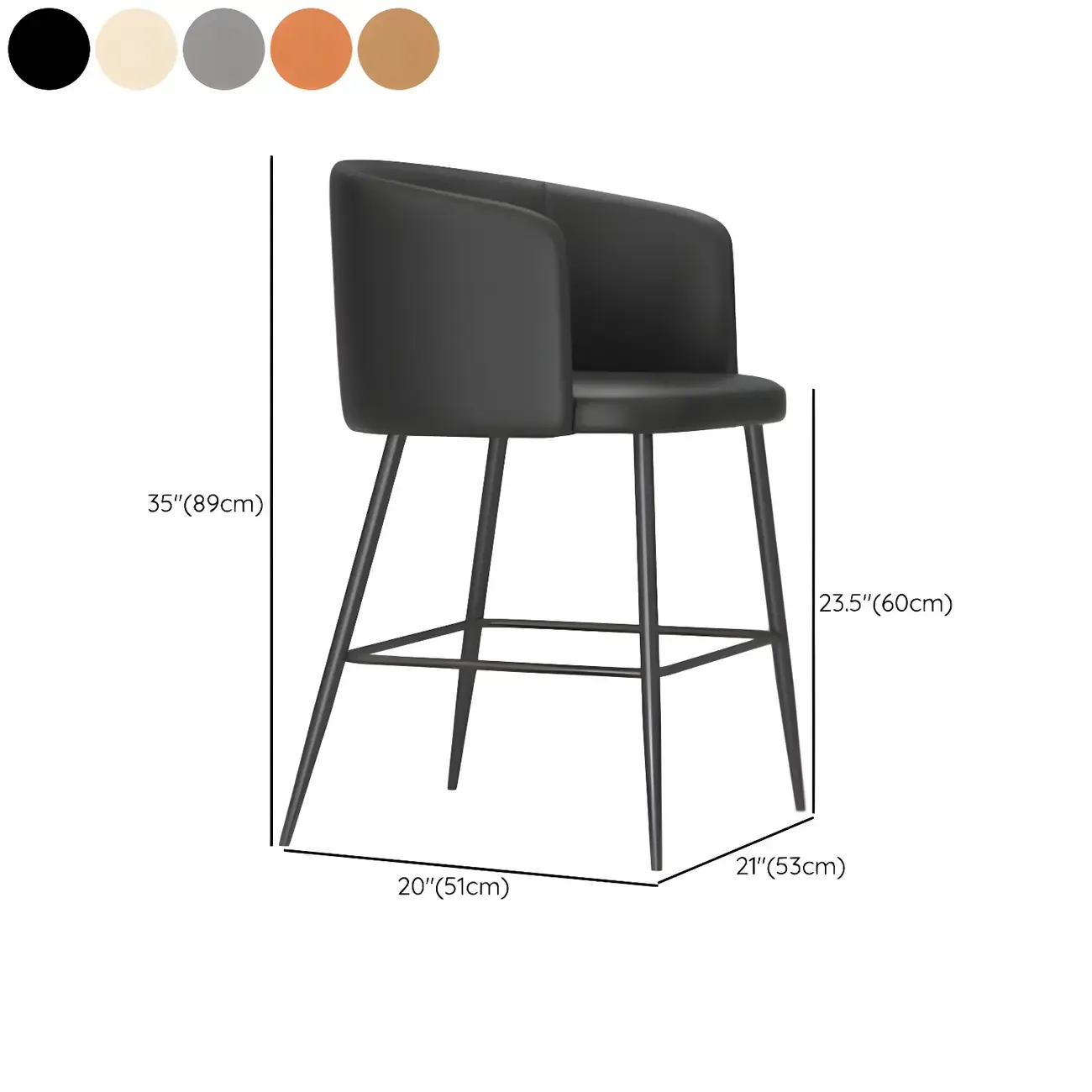 Bucket Faux Leather Wingback Counter Height Bar Stools