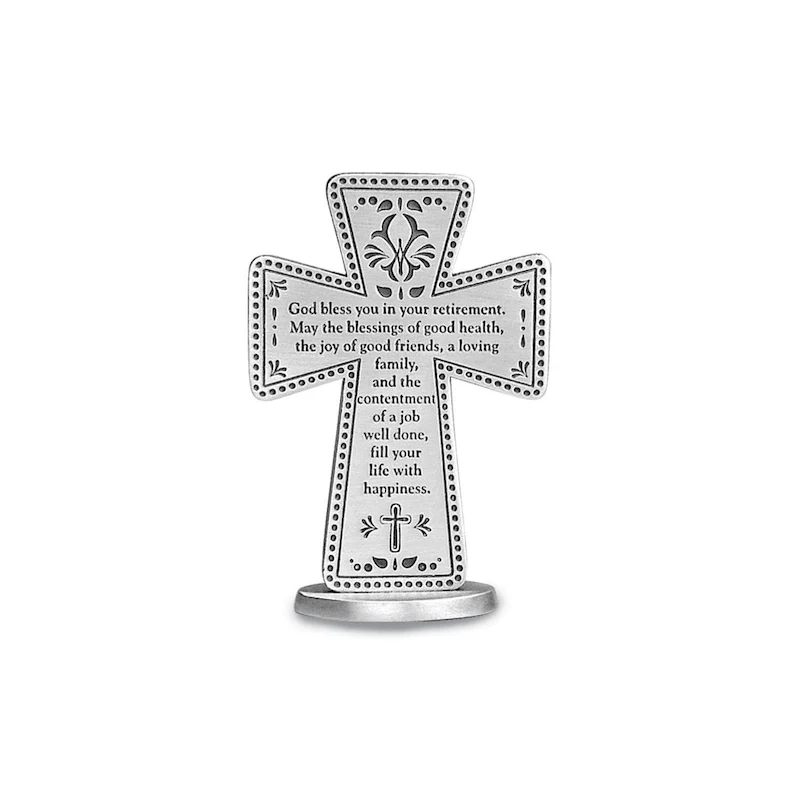 Curata Silver-Tone Retirement Standing Cross