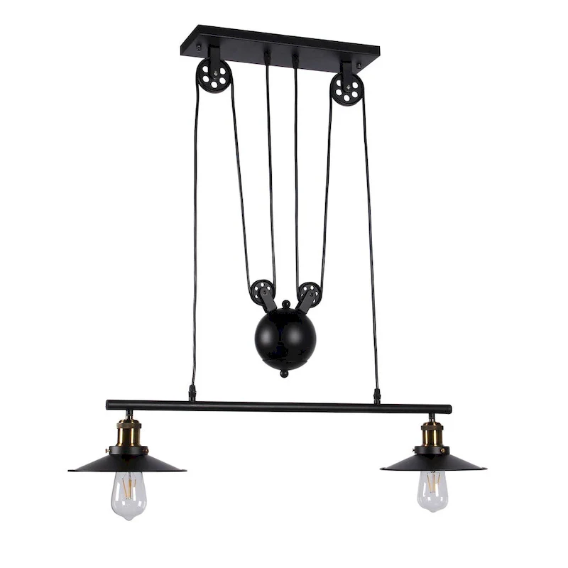 Darleen 2-light Black 28-inch Pendant Lamp includes Edison Bulbs