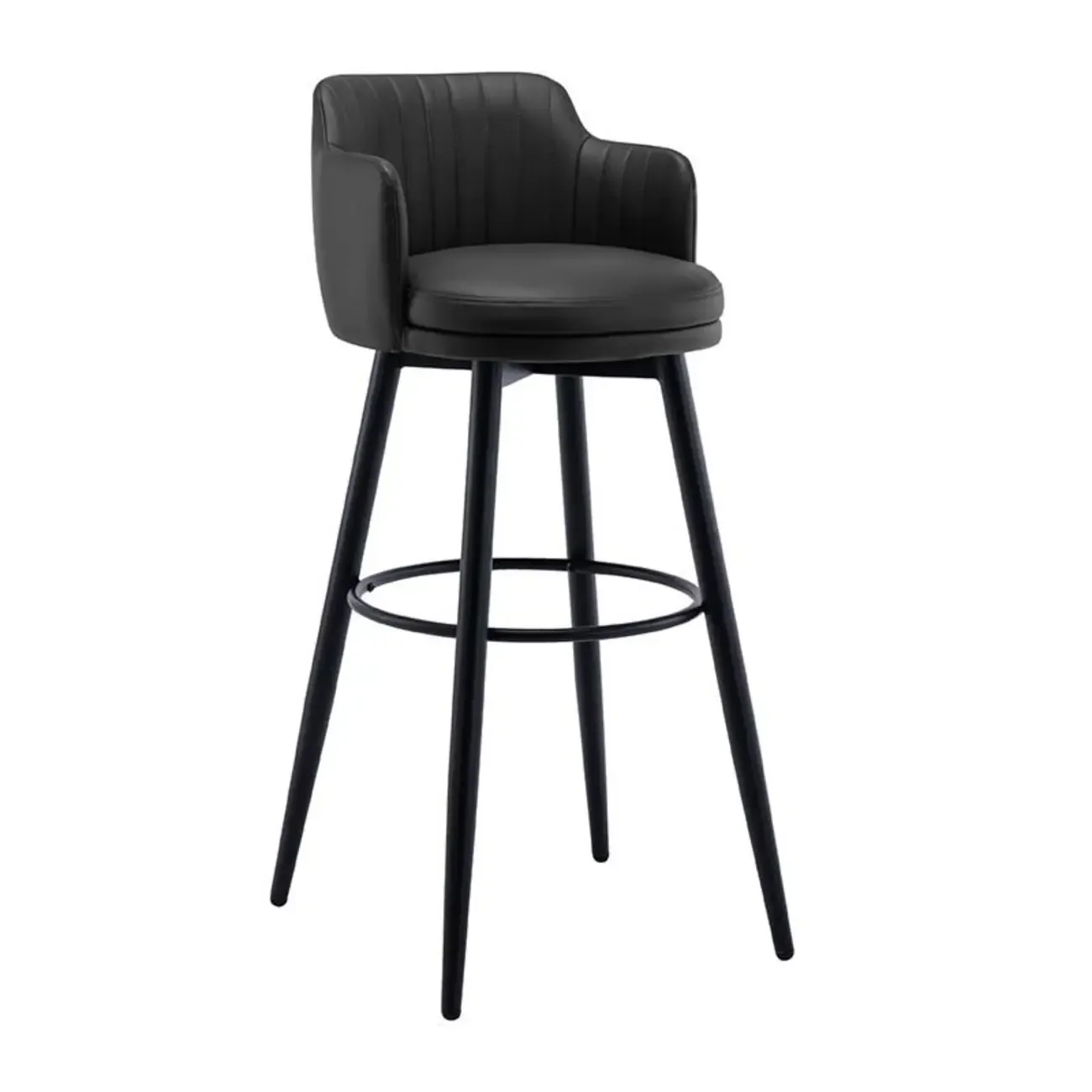 Modern Round Upholstered Curved Back Bistro Swivel Bar Stool