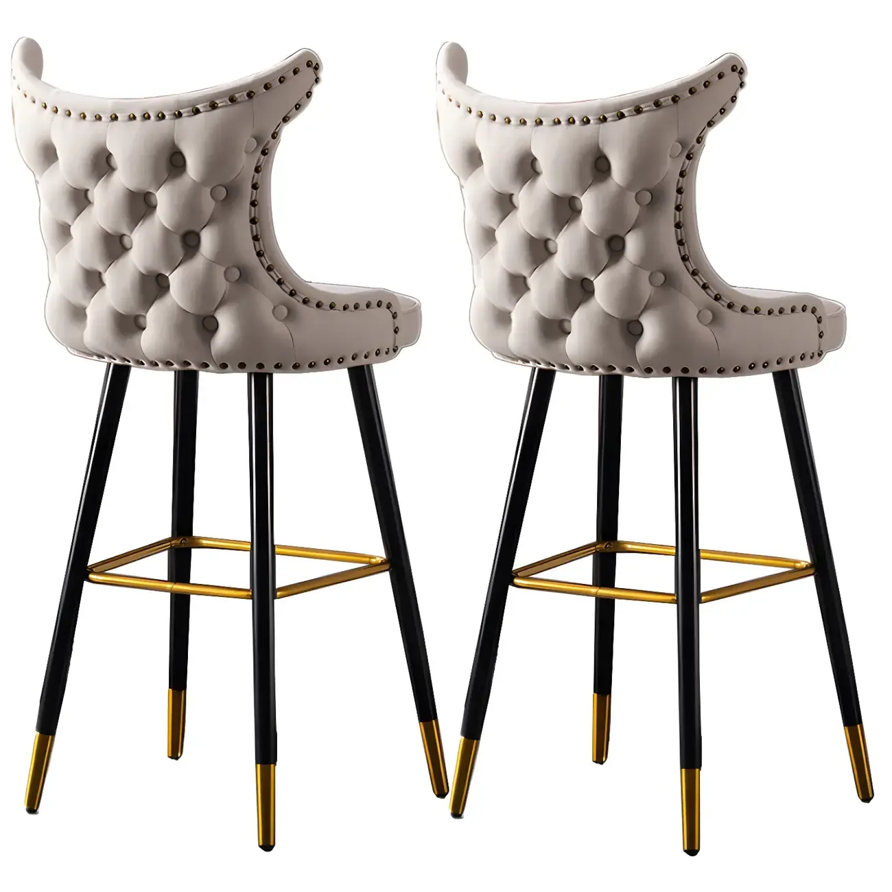 Velvet Upholstered Wingback Counter Height Bar Stools
