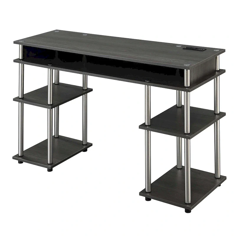 Convenience Concepts Designs2Go No Tools Student Desk with Charging Station and Shelves
