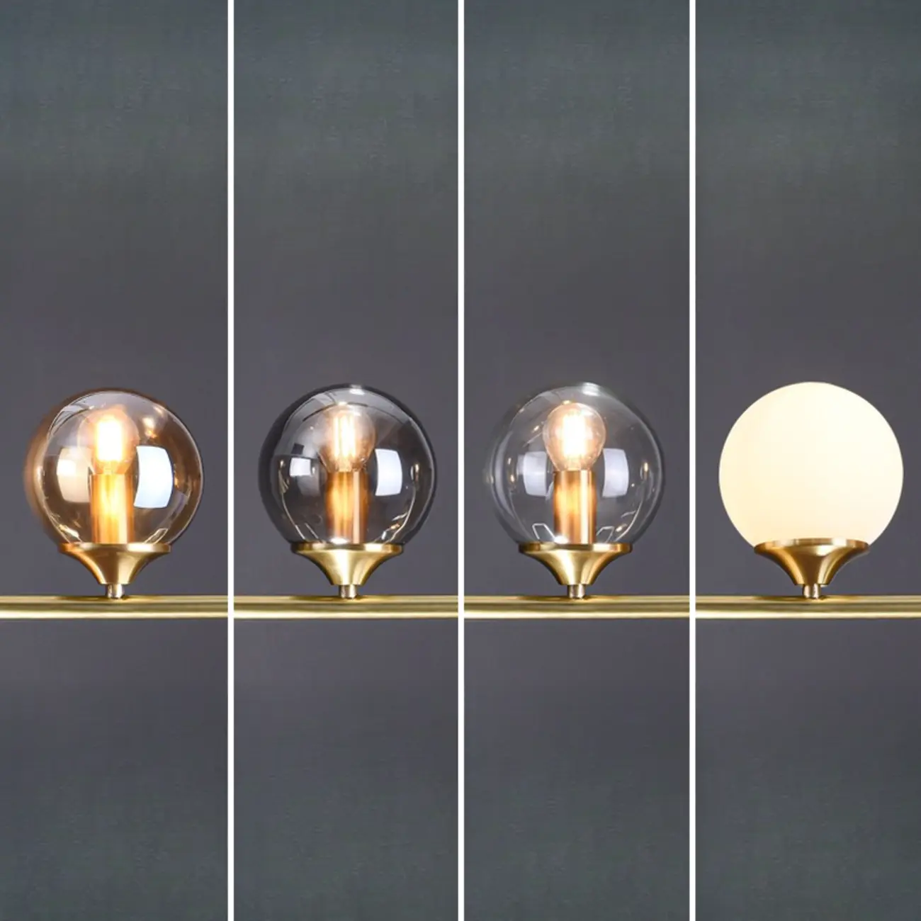 Dining Area Modern Brass Glass LED Island Pendant Light