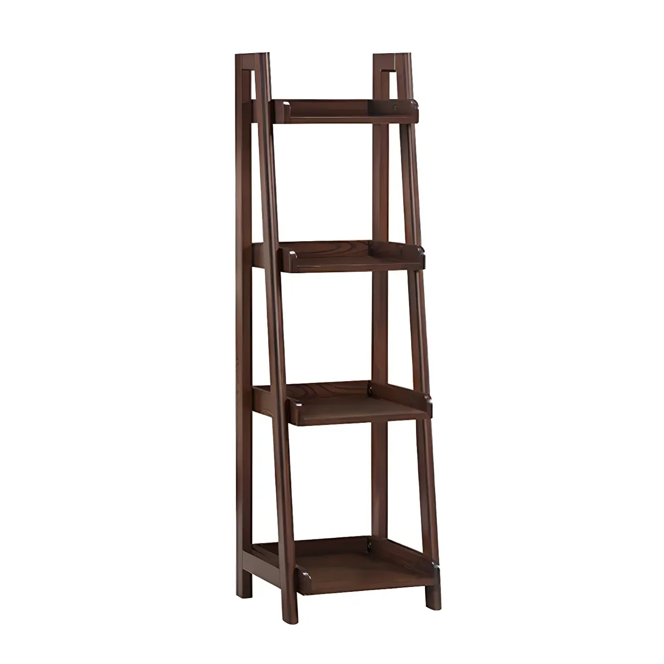 Narrow Wood Open Back Vertical Ladder Bookshelf