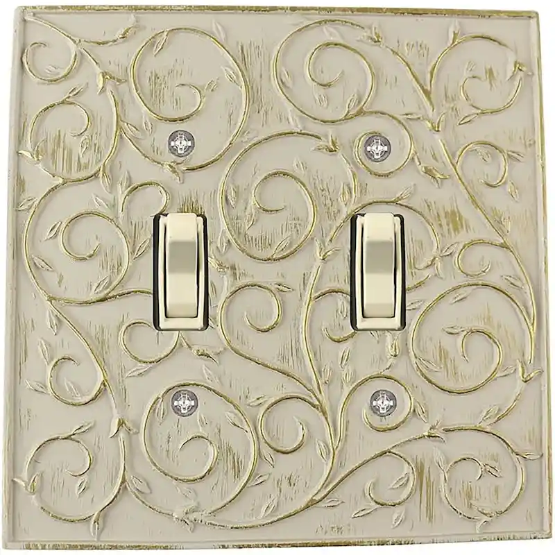 Meriville French Scroll 2 Toggle Wallplate, Double Switch Electrical Cover Plate