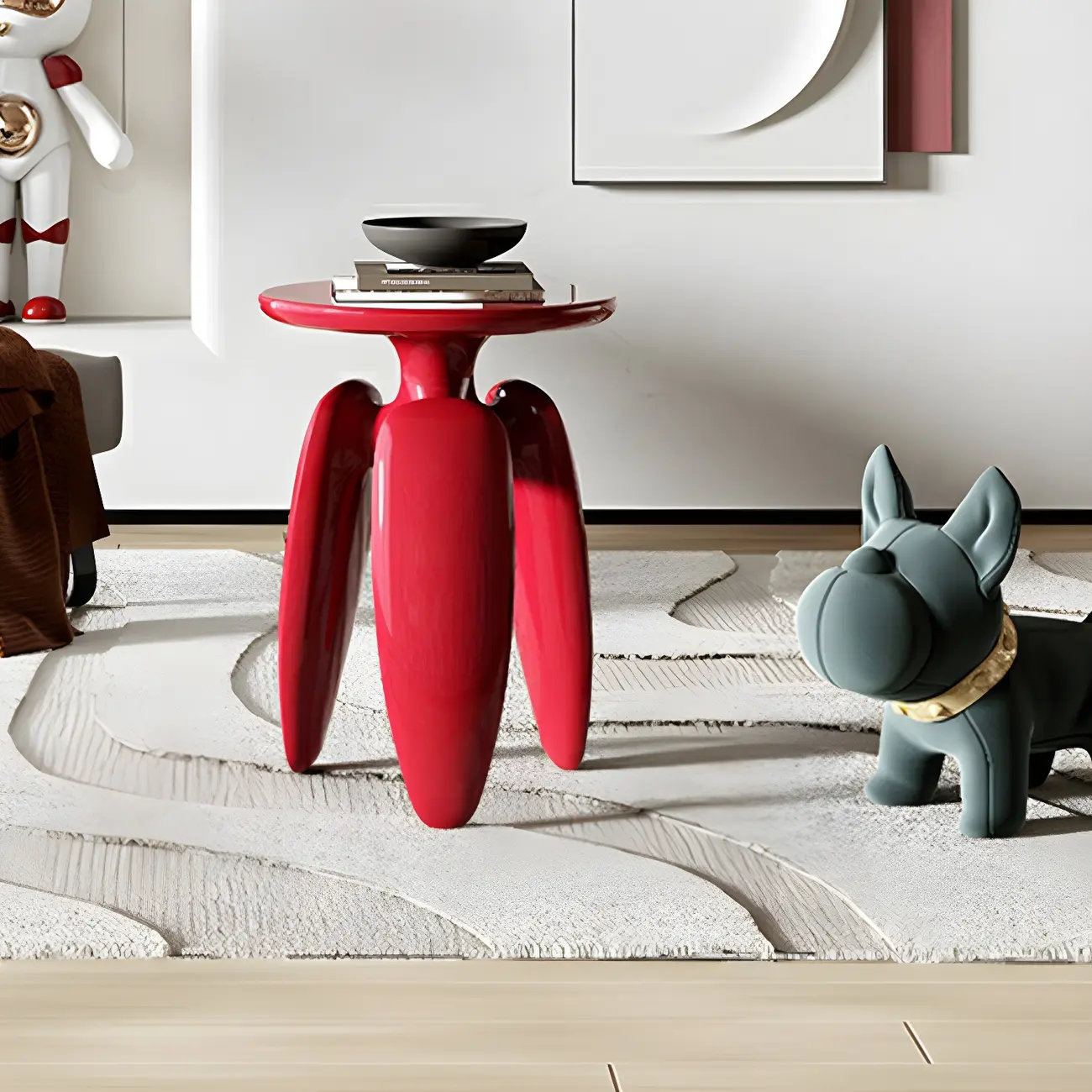 Natural Ash Wood Round Living Room Side Table Three Legs