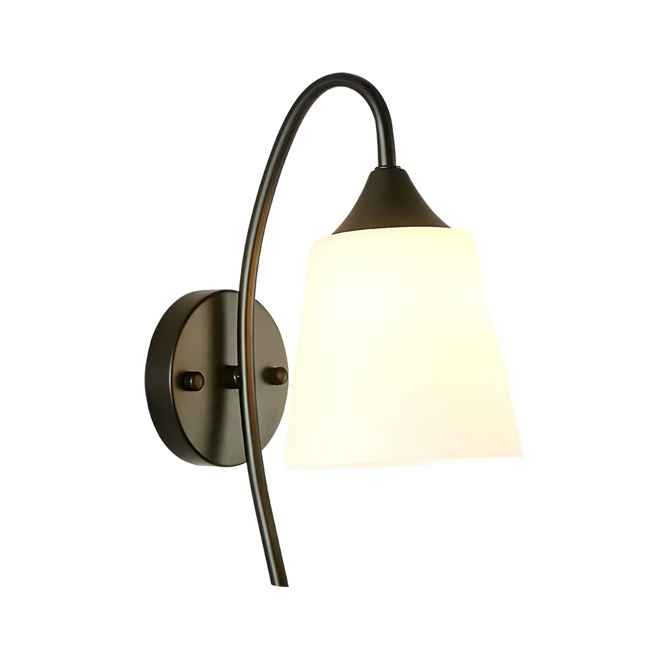 Modern Metal Black Arc Bathroom Vanity Light with Glass Shade