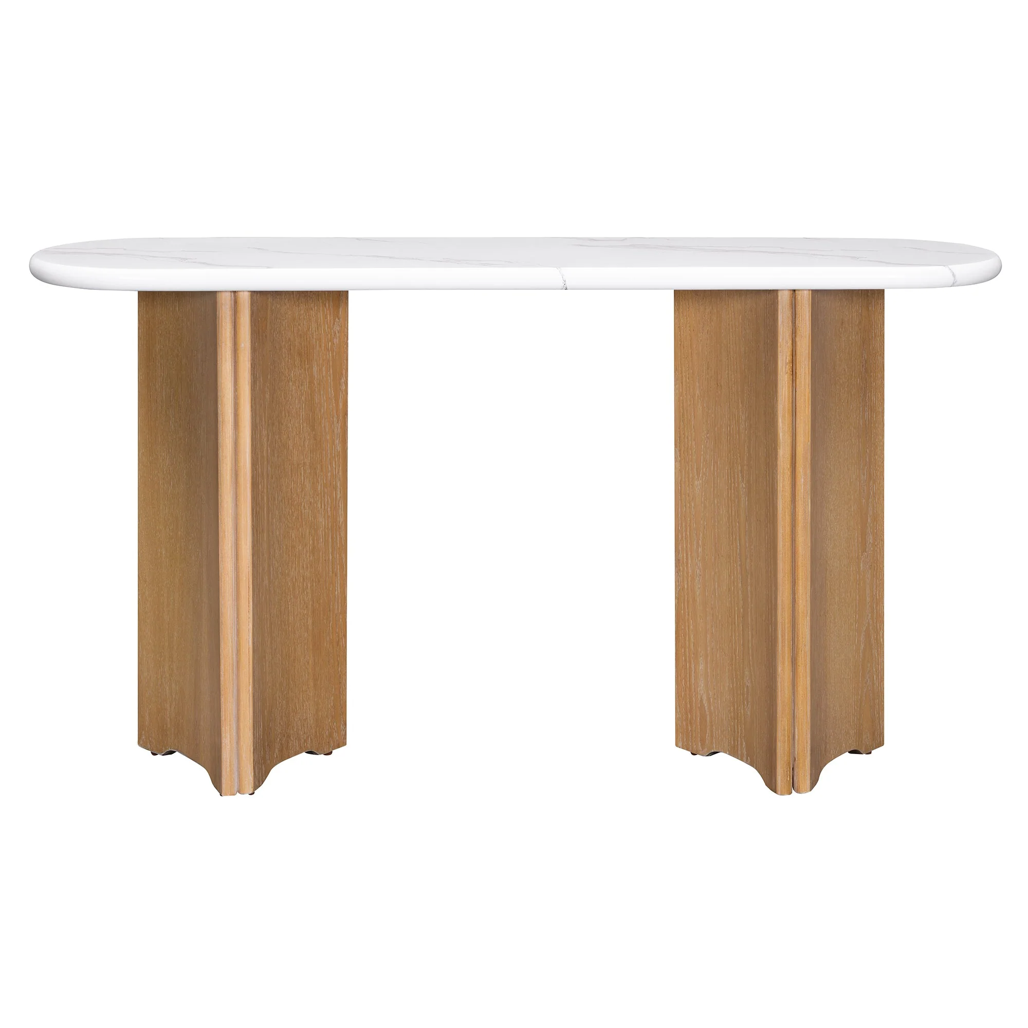 Walker Edison | Oval Faux Marble Top Console Entryway Table