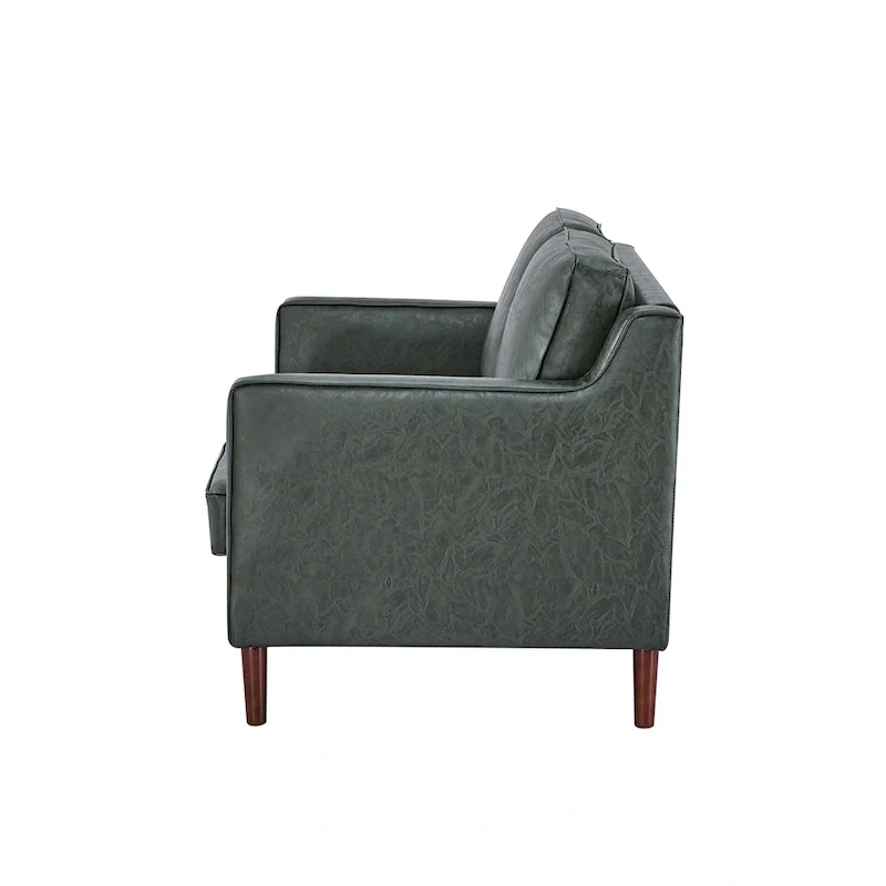 Sedona Modern Loveseat Sofa, Faux Linen / Vegan Leather Couch - N/A