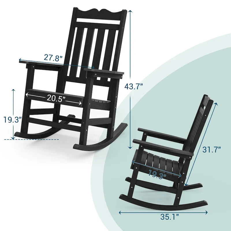 BONOSUKI Patio Adirondack Rocking Chair,Fire Pit Chair Weather Resistant