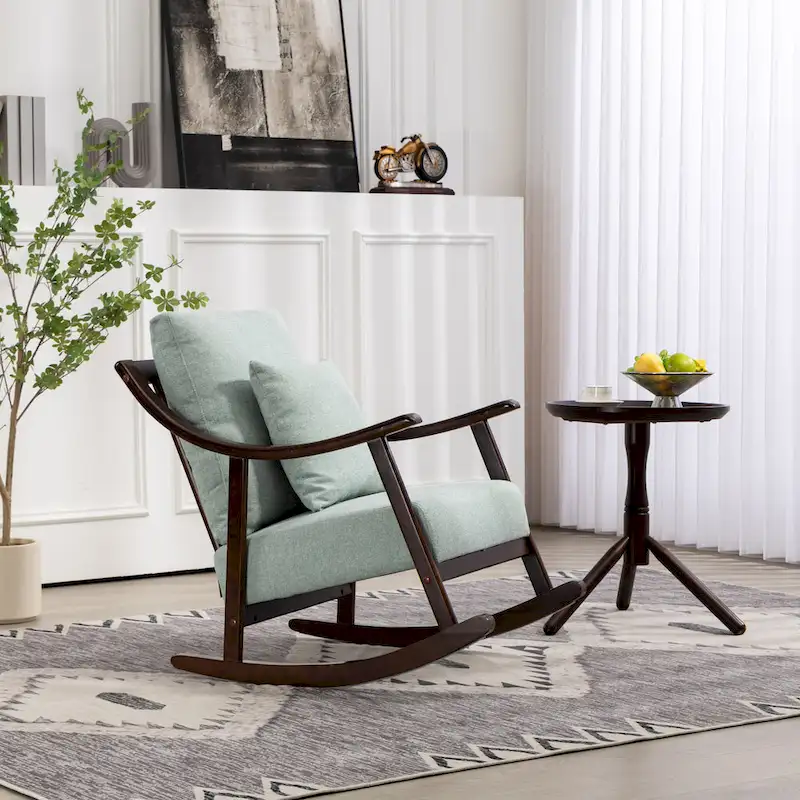 Linen Solid Wood Rocking Arm Chair
