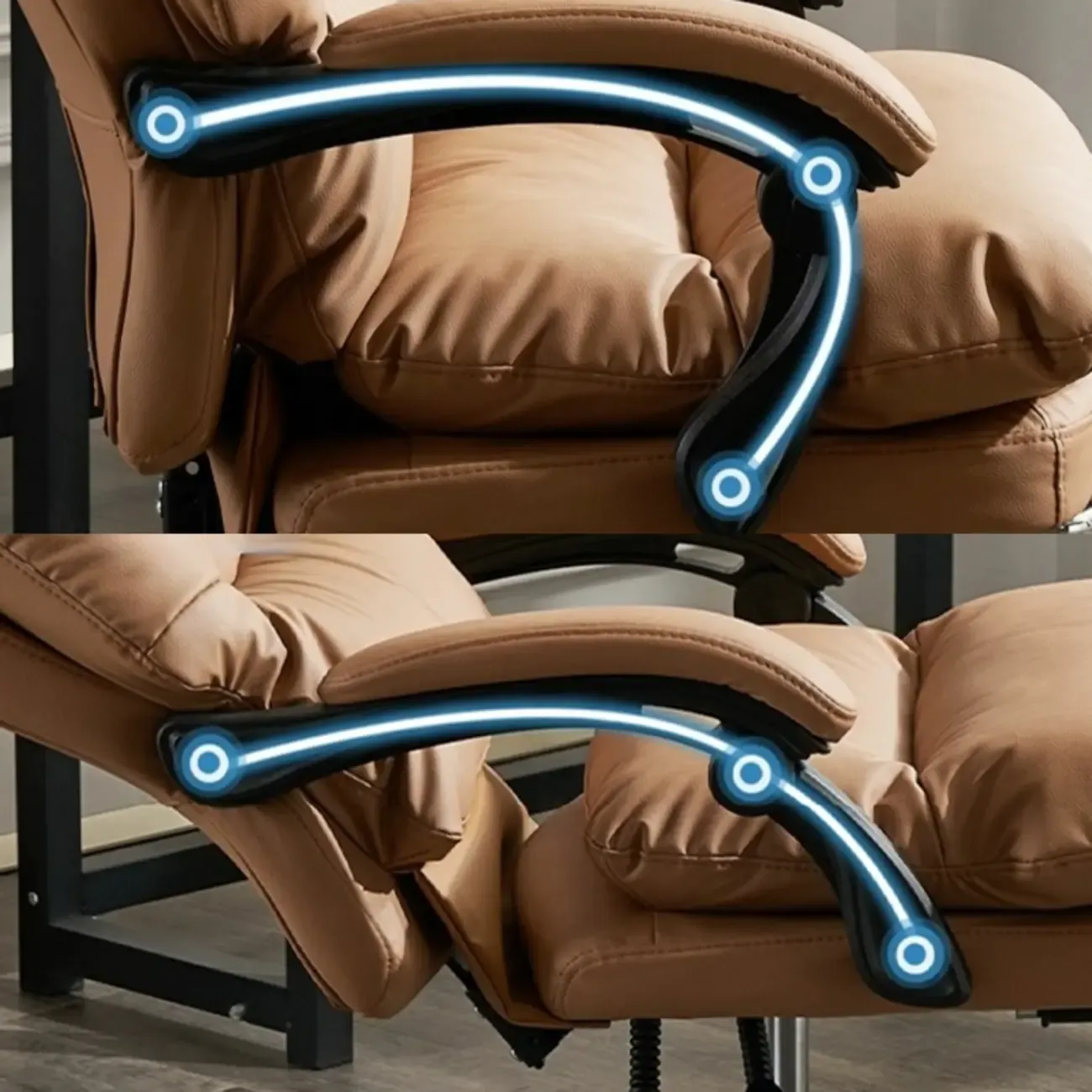 Ergonomic Leather Reclining Executive Office Chair with Footrest