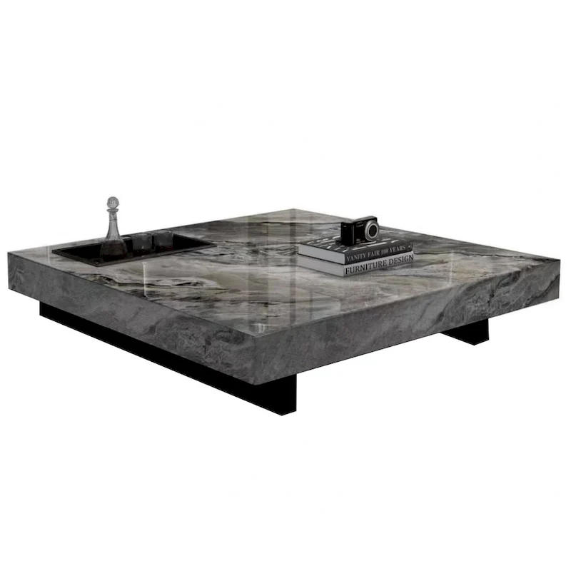 JASIWAY Light Luxury Sintered Stone Square Coffee Table