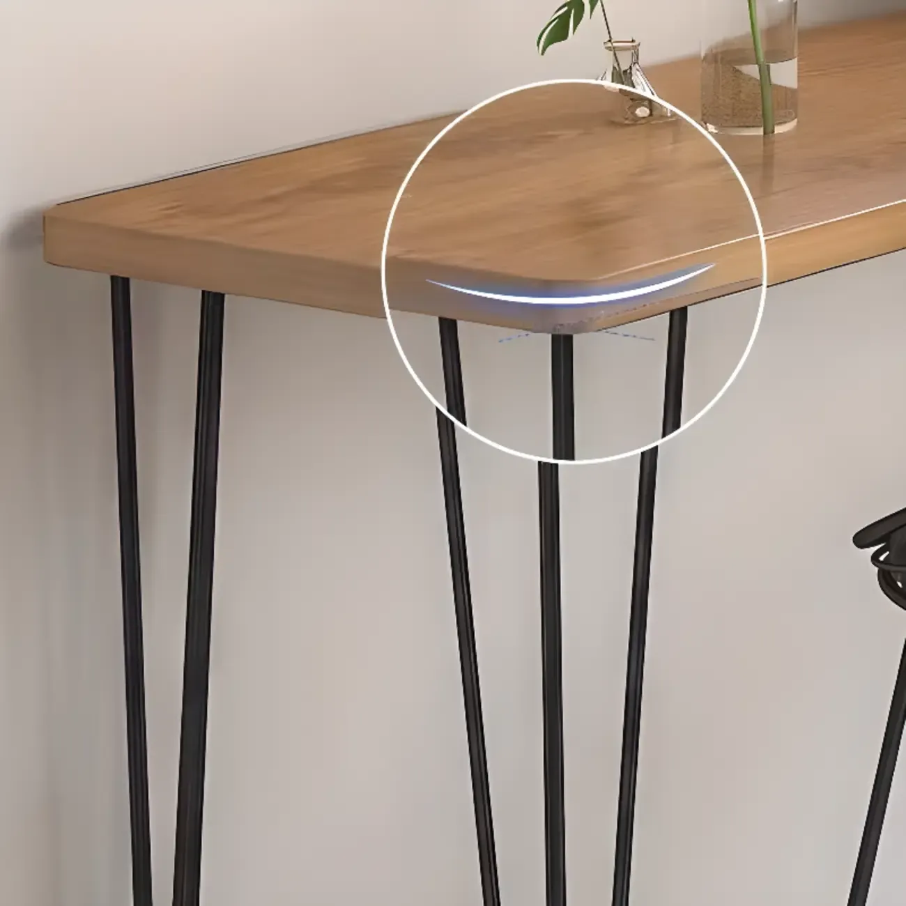 Sleek Modern White Bar Height Table Wood Top Metal Base