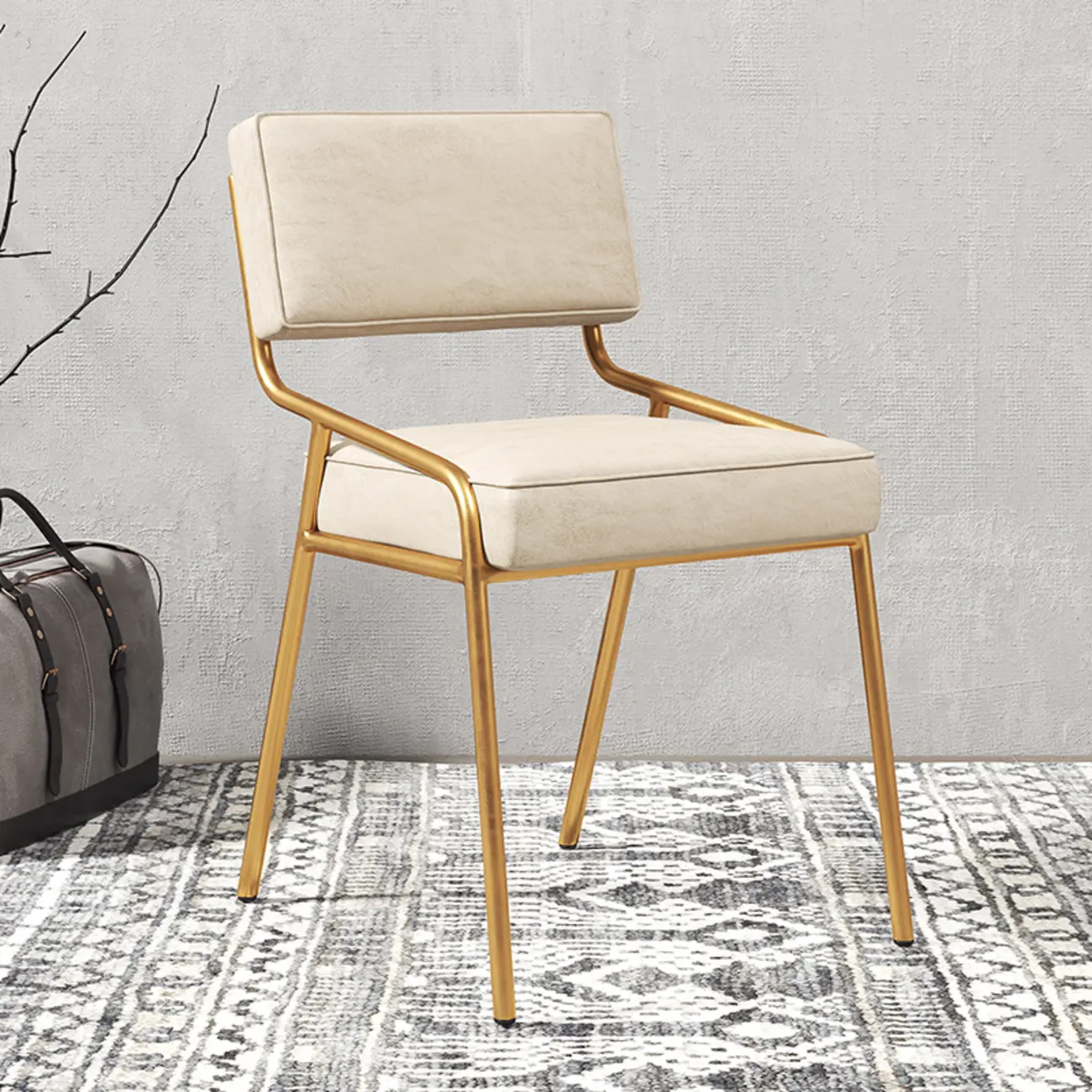 Modern Rectangle Faux Leather Open Back Dining Chair