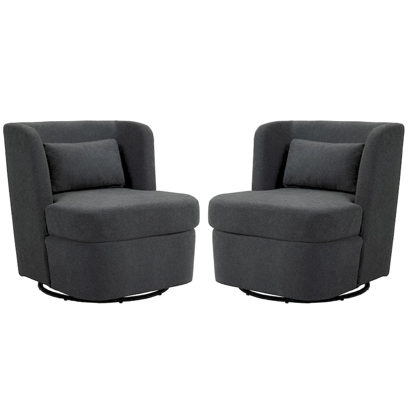 Swivel Accent chairs With Boucle Linen Fabric Set of 2