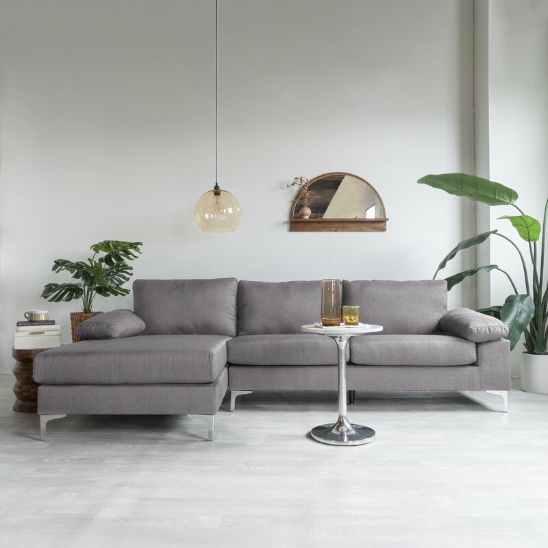 Contemporary wide modular sofa with chaise lounge
