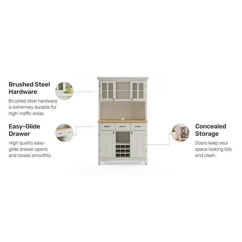 Homestyles Buffet of Buffets Off-White Server with Hutch & Wood Top