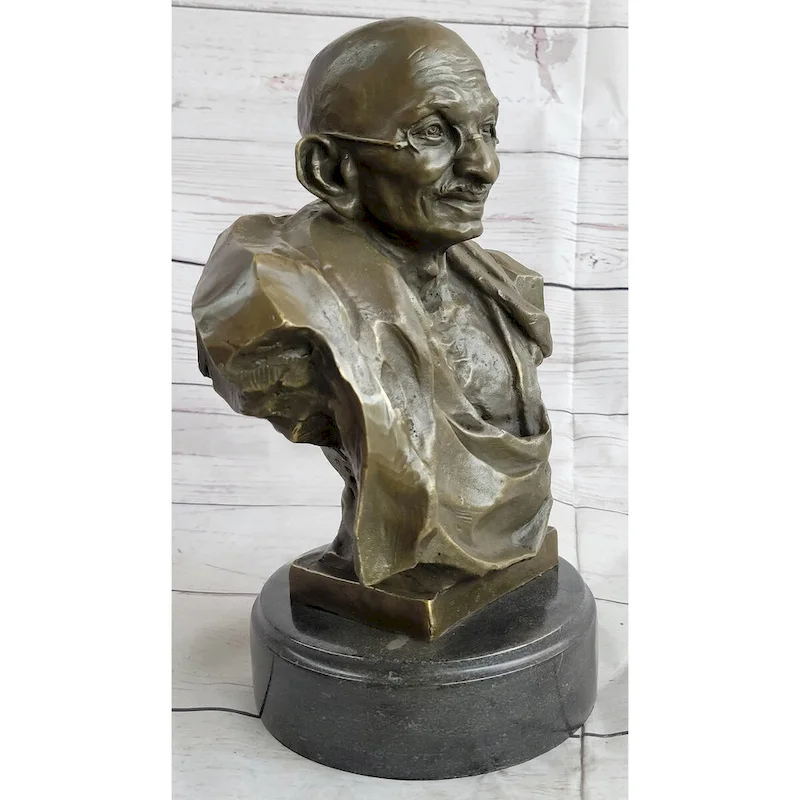 Mahatma Gandhi Indian India Bronze Bust Statue Sculpture Art 10 Inches X 7 Inches