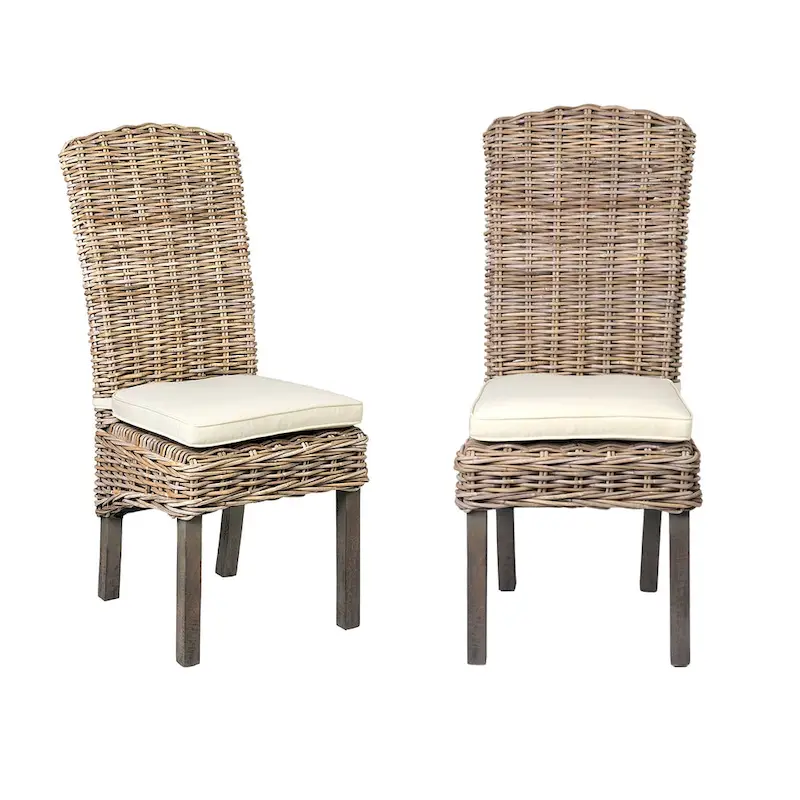 Natural Rattan Cushioned Dining Chairs by East at Main (Set of 2)