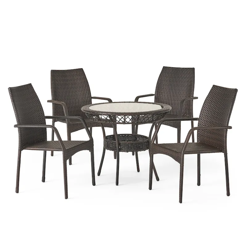 Lisbon Outdoor 5-piece Wicker Dining Set by Christopher Knight Home