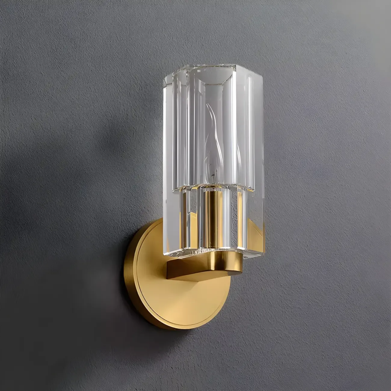 Mini Modern Elegant Gold Up Crystal Cylinder Vanity Light