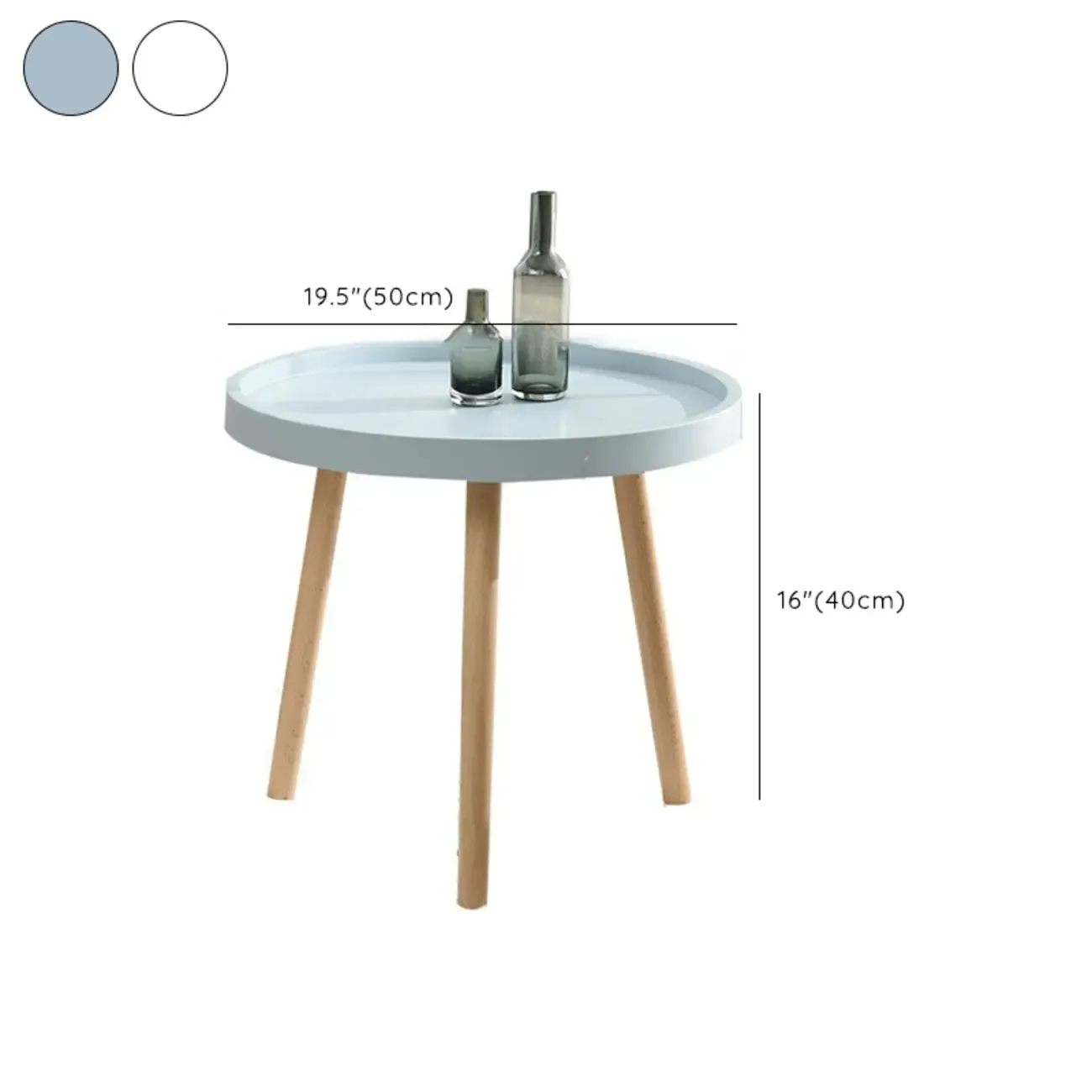 Modern Round Waterproof Coffee Table with Wood Three Leg