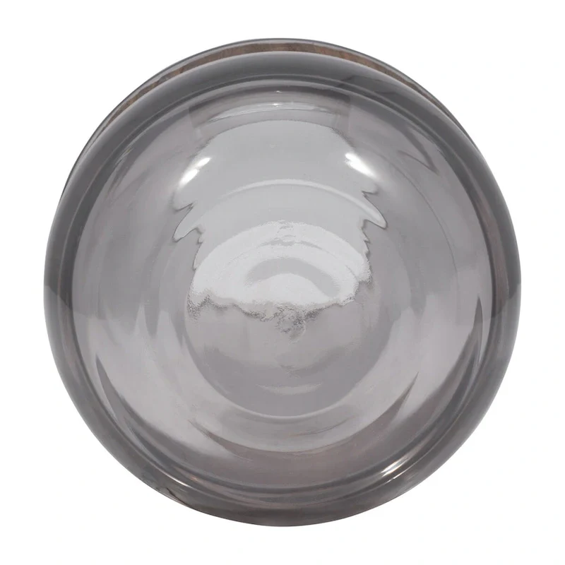 Sagebrook Home Glass Clear Frost Round Belly Vase With Wood Band