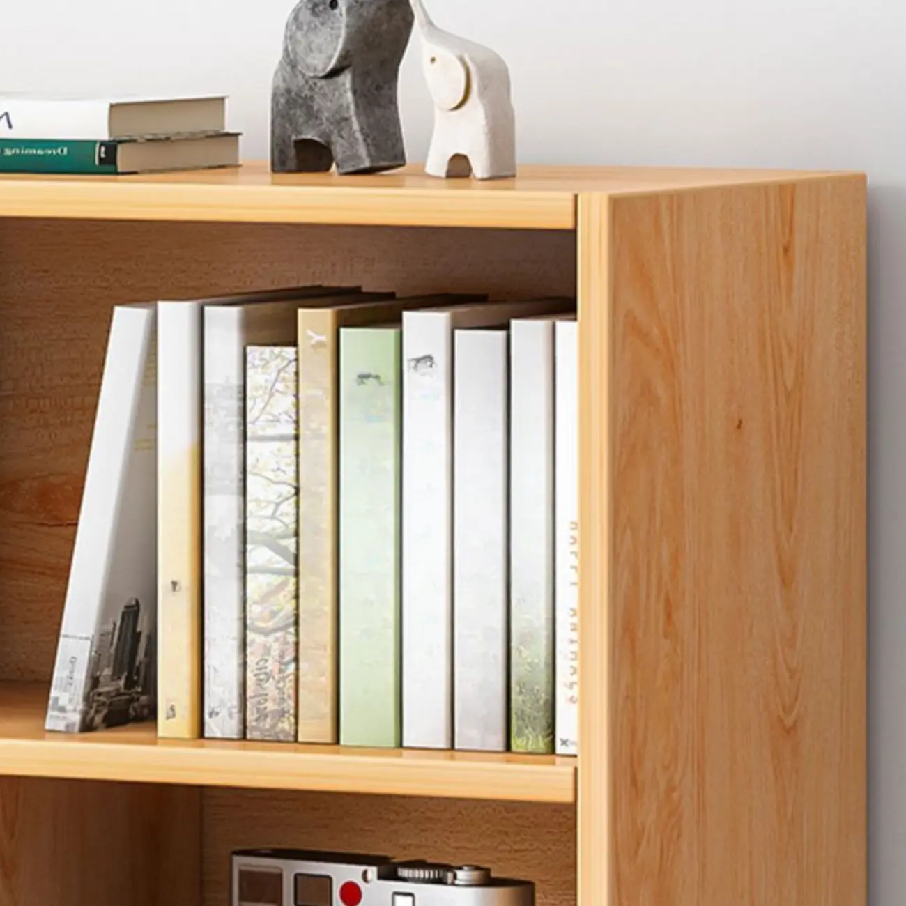Simple Natural Finish Modular Vertical Wood Bookcase