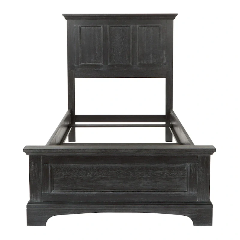 Farmhouse Basics Rustic Black Finish Panel Bed Set