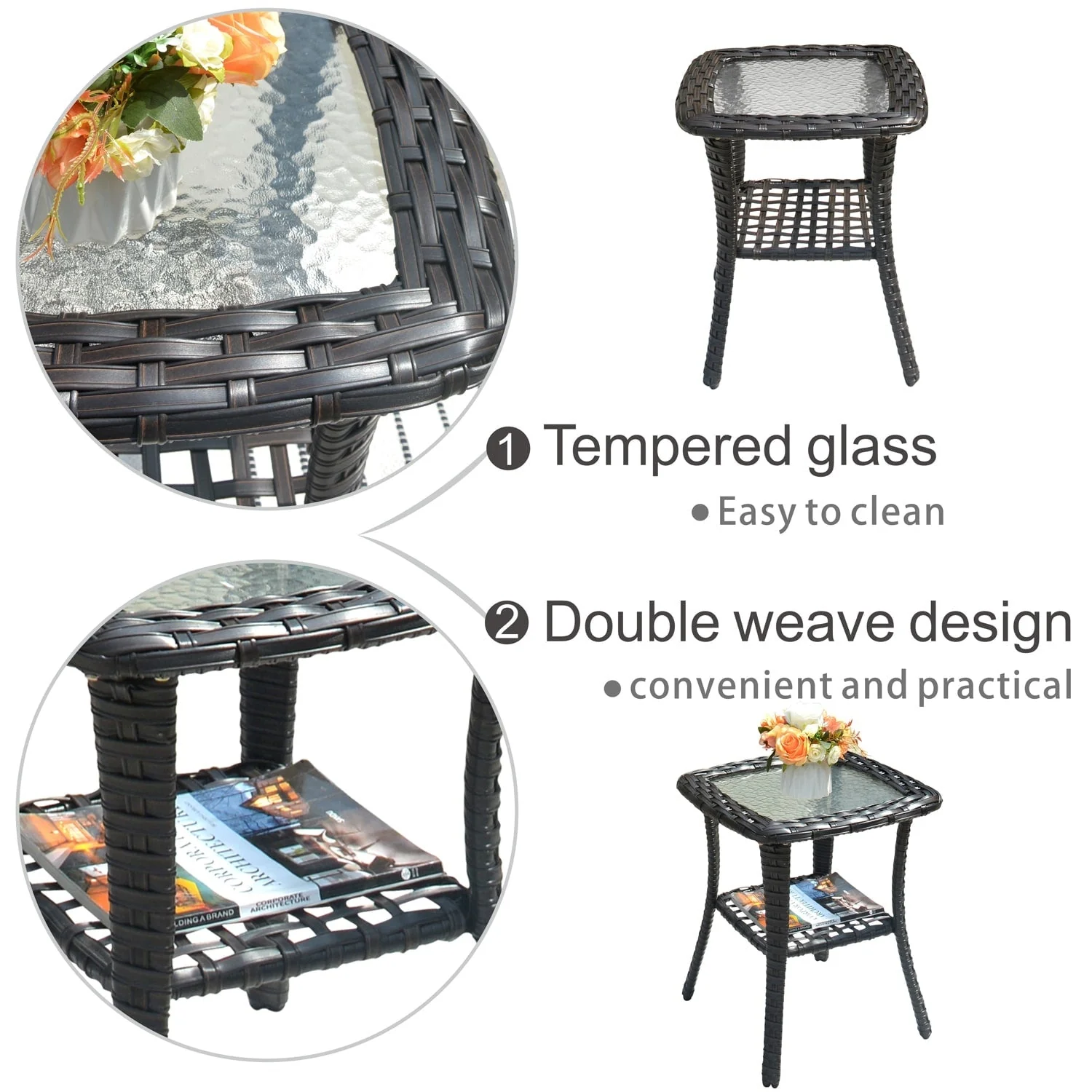 OVIOS 8-piece Patio Wicker Furniture Swivel Chair Set