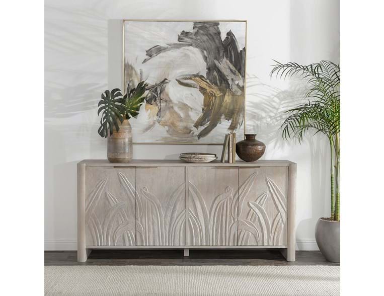 Ledro Mango Wood 4Dr Cabinet White Wash