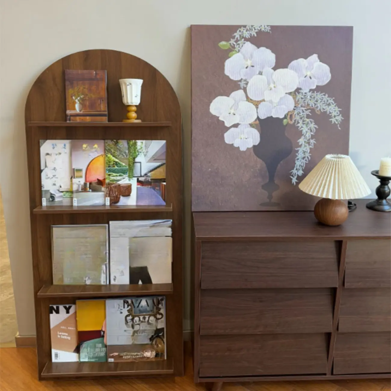 Modern Small Display Vertical Laminate Wood Bookcase