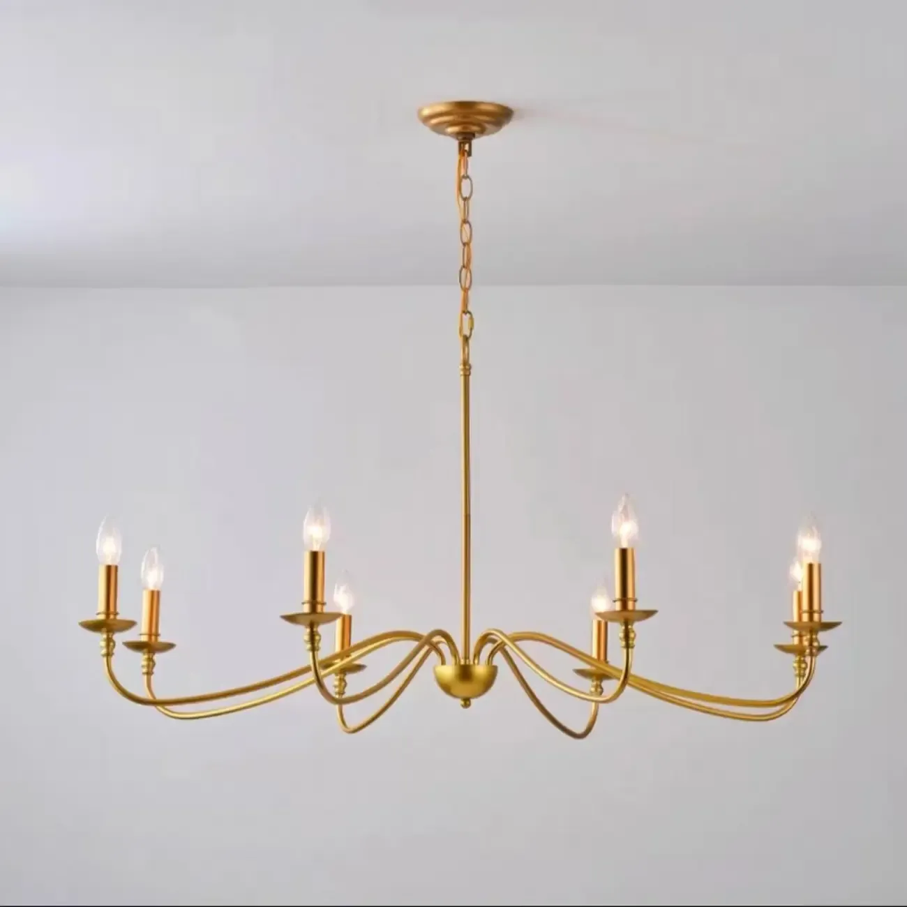 Simple Linear Gold Metal Candelabra Chandelier