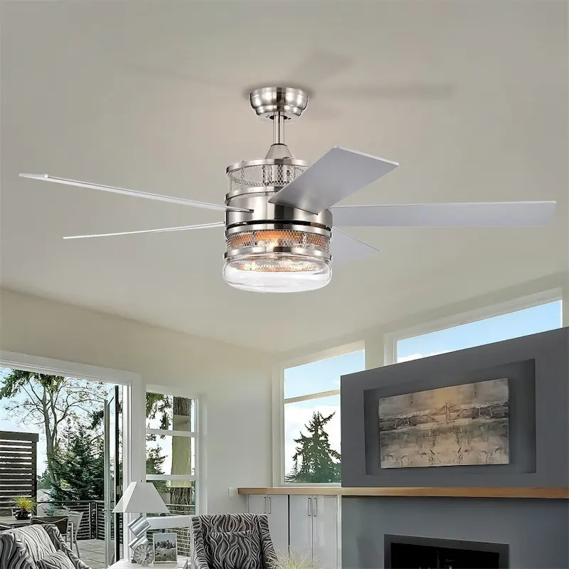 Lighted Ceiling Fan with Remote and Reversible Blades