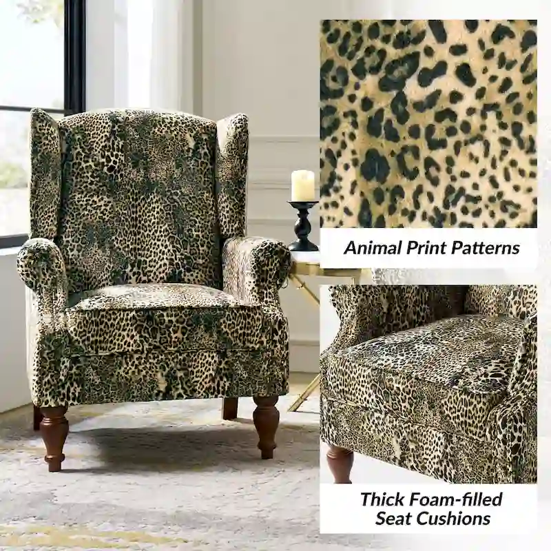 Ivan Traditional Animal Pattern Armchair with Nailhead Trim by HULALA HOME
