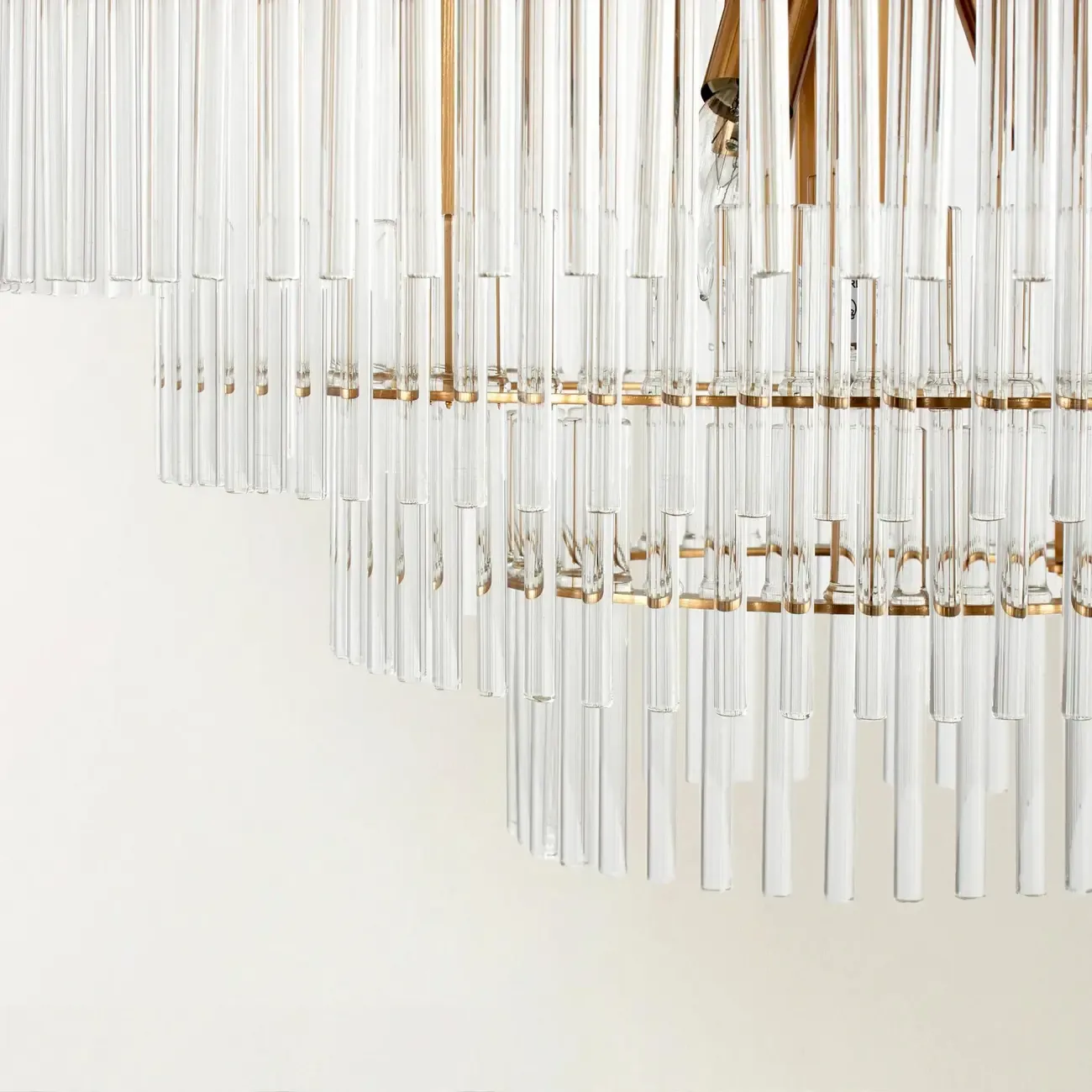 Modern Clear Glass Chandelier with Gold Finish