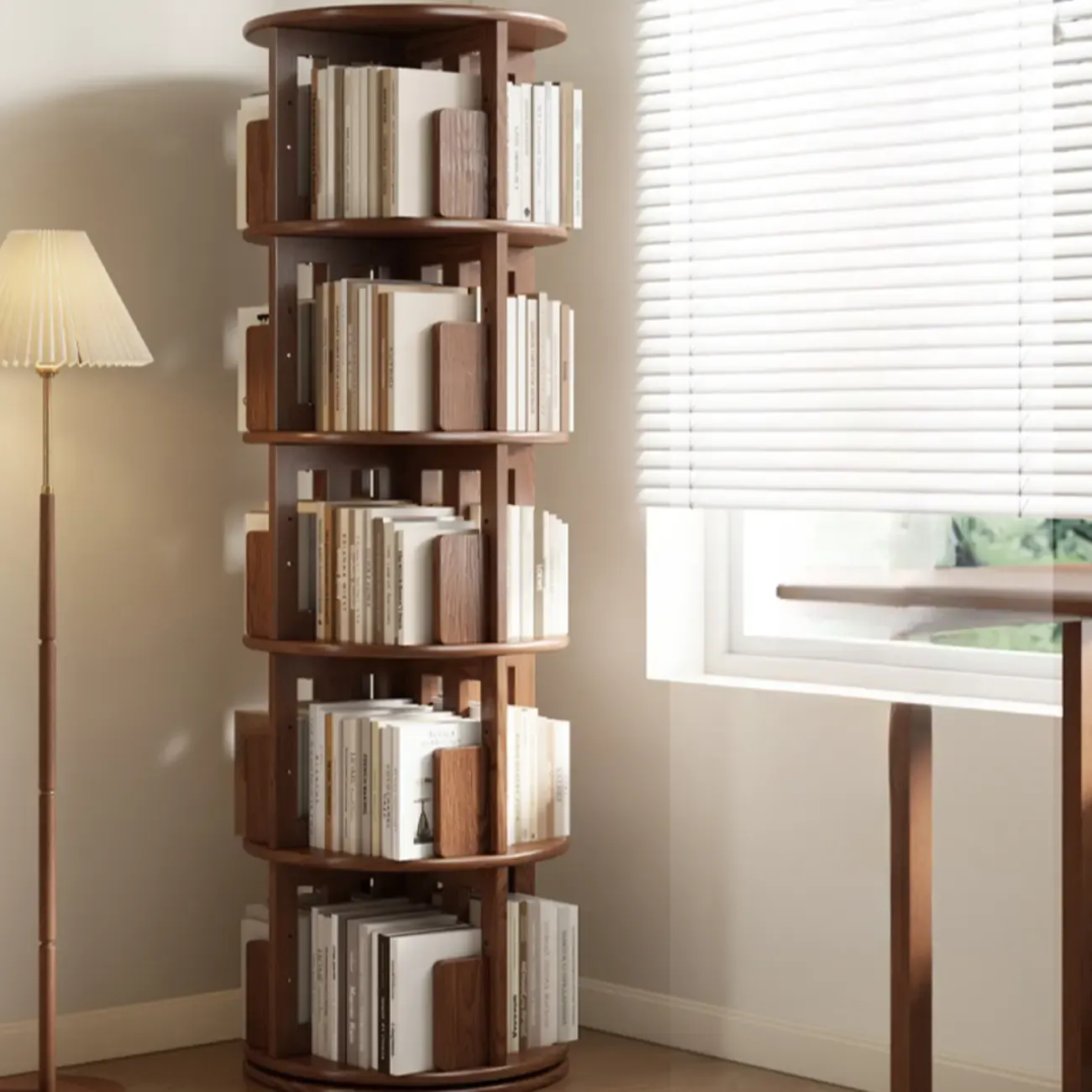 Wooden Vertical Narrow Rotating Bookcase