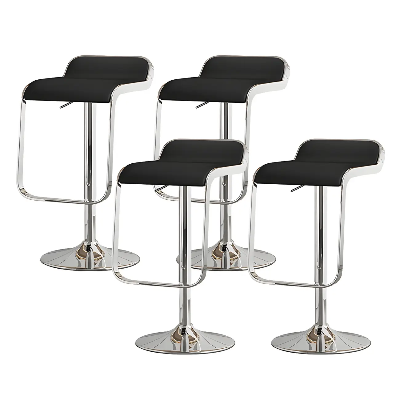 Leather Low Back Metal Adjustable Swivel Bar Stools