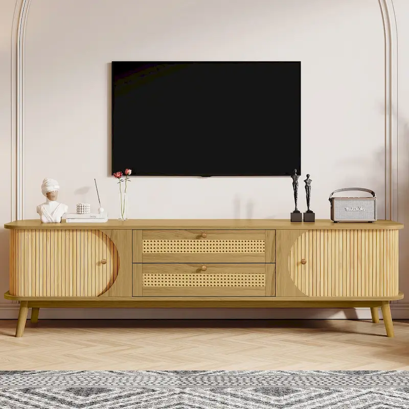 Modern Farmhouse Rattan TV Stand