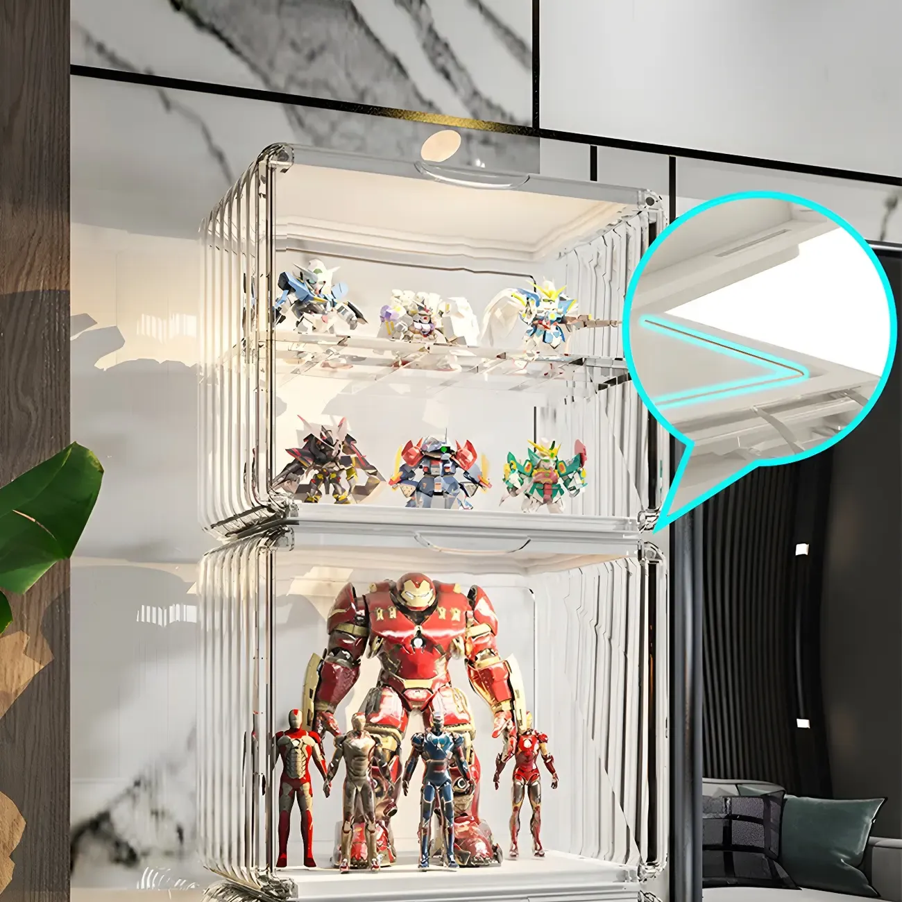 Stylish Stackable Green Clear Acrylic Display Cabinet