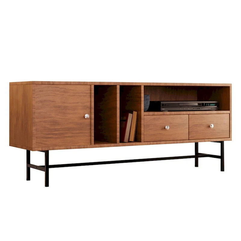Rochester 2-Drawer 4-Shelf TV Stand Credenza with Iron Legs