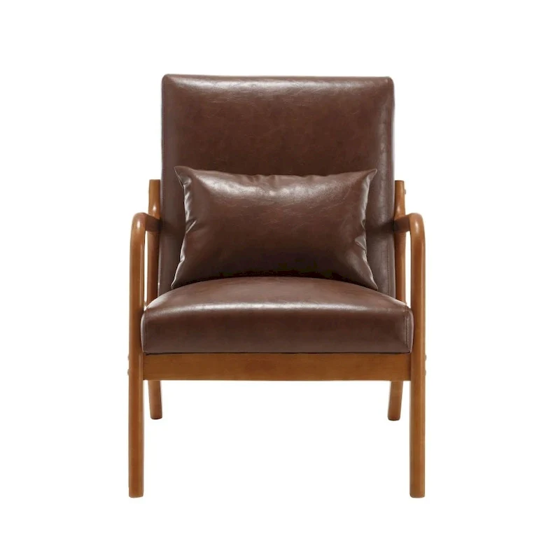 Modern PU Leather Accent Chair with One Pillow