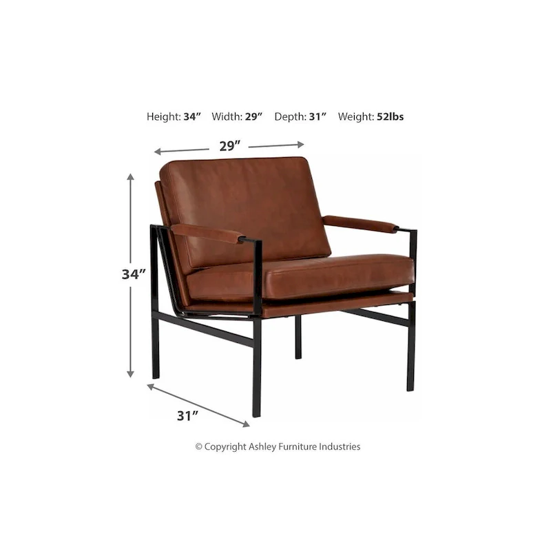 Signature Design by Ashley Puckman Mid Century Modern Leather Accent Chair - 29 W x 31.5 D x 34.25 H