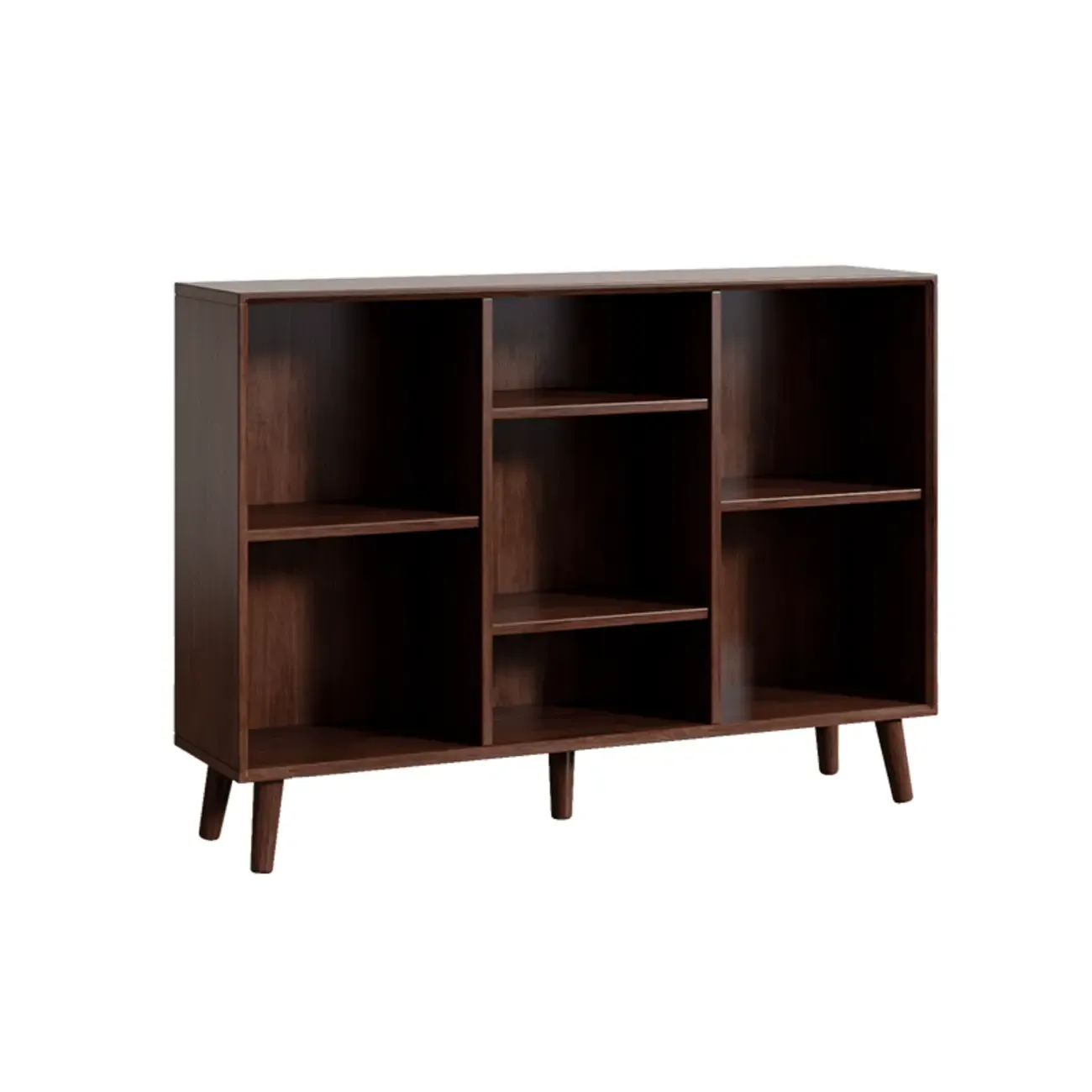 Modern Black Rubberwood Open Rectangle Bookcase