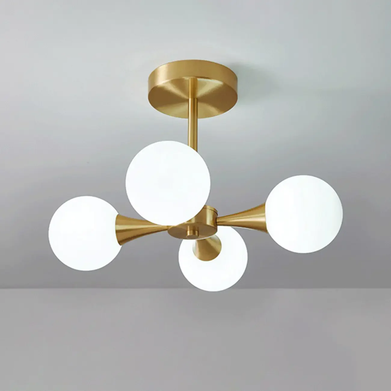 Modern Gold Glass Ball Semi Flush Mount Ceiling Light