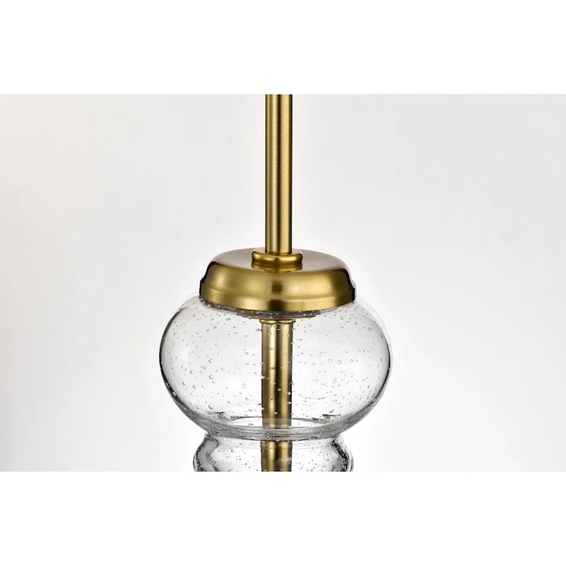 Tasio Brass Pendant Light with Clear Decanter Glass Shade
