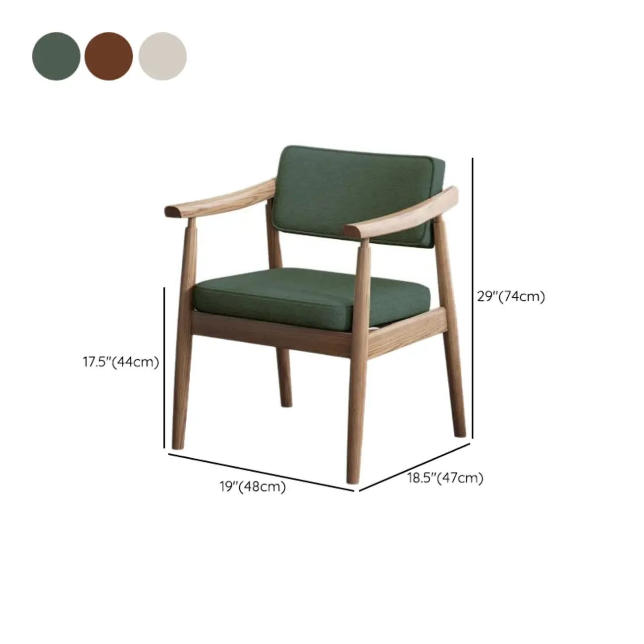 Scandinavian Modern Solid Wood Upholstered Dining Chair