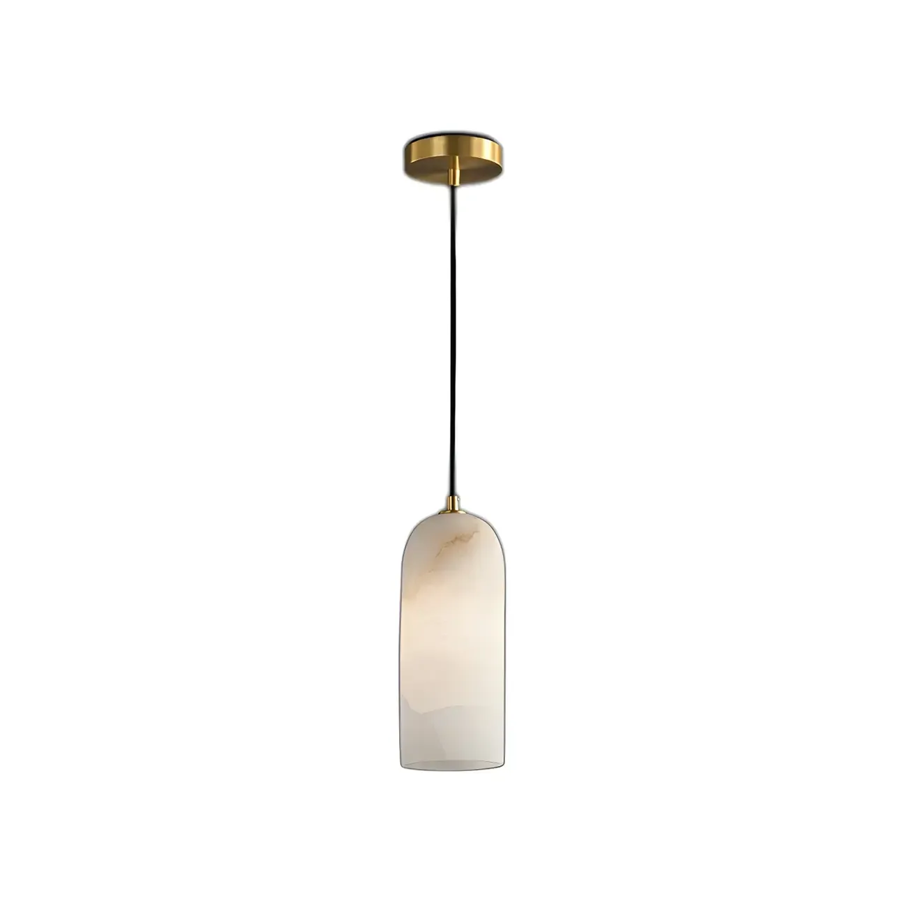 Modern Gold Bell Alabaster Adjustable Pendant Light