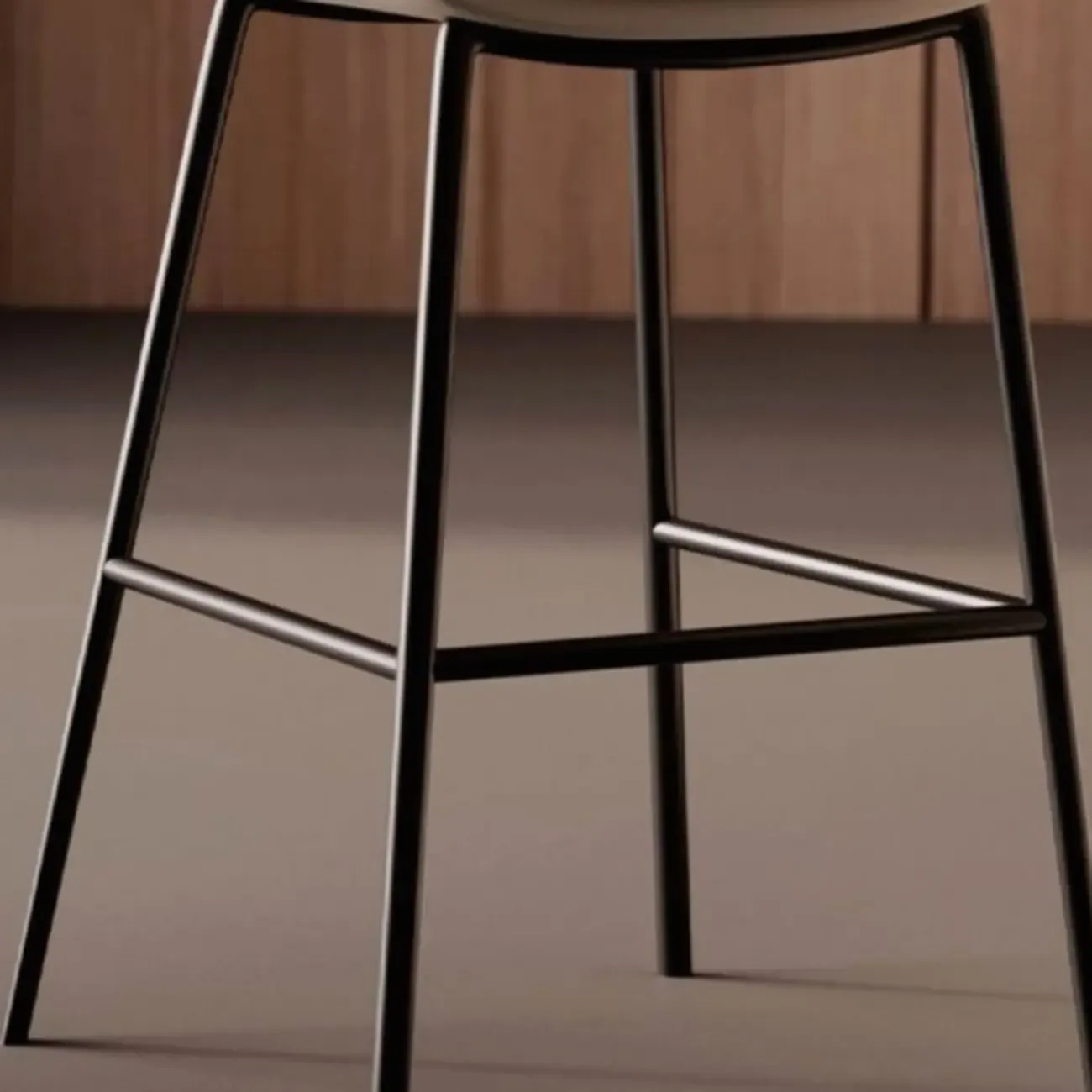 Simple Beige Leather Counter Bar Stools with Back